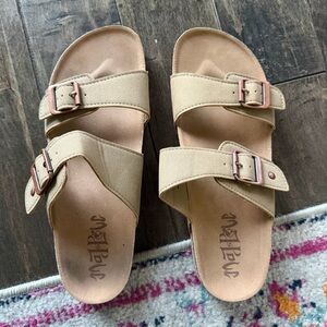 Muk Luks Tan Double Strap Sandals